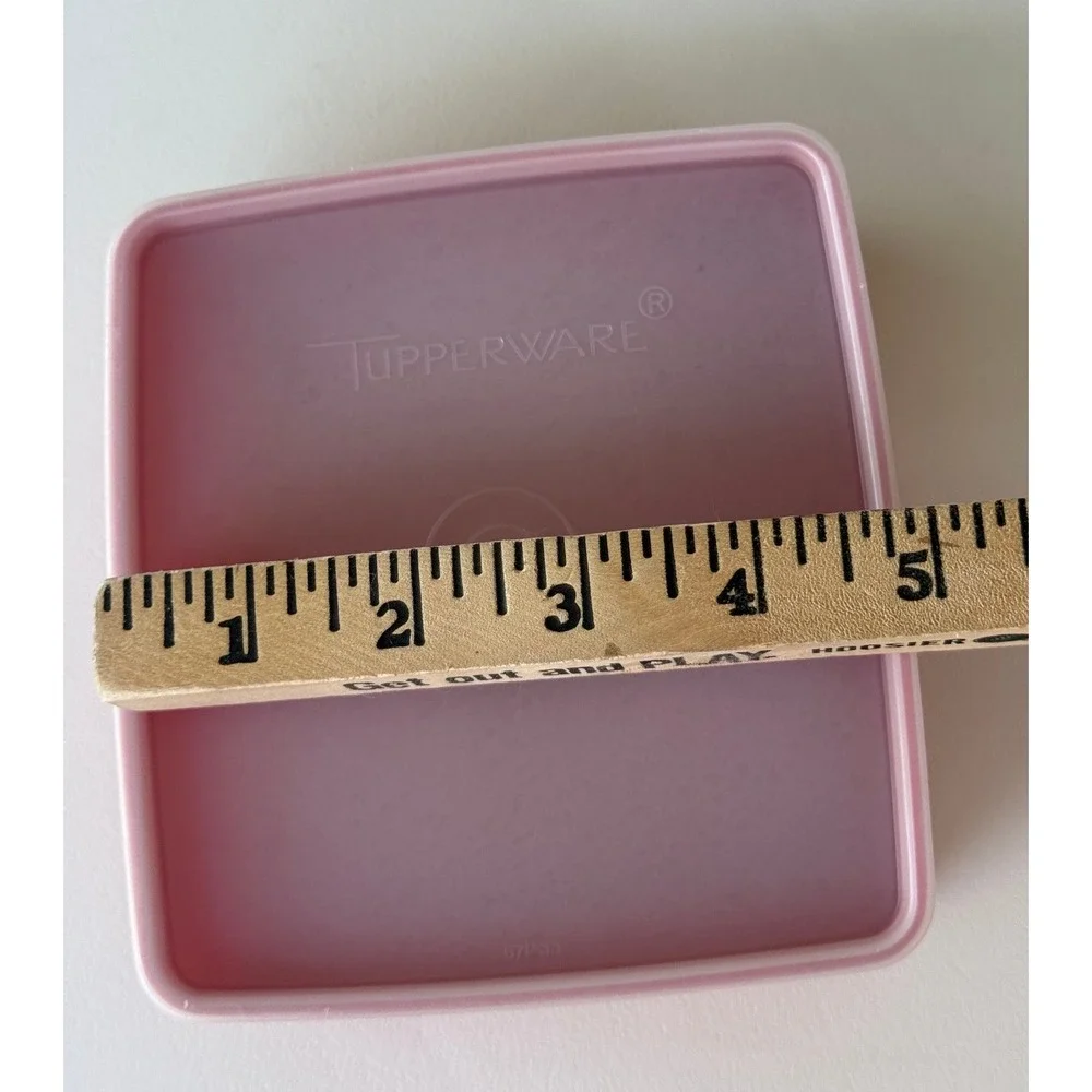 Tupperware Food Storage Container Red 5x5 Square Frosted Lid Vintage USA Kitchen